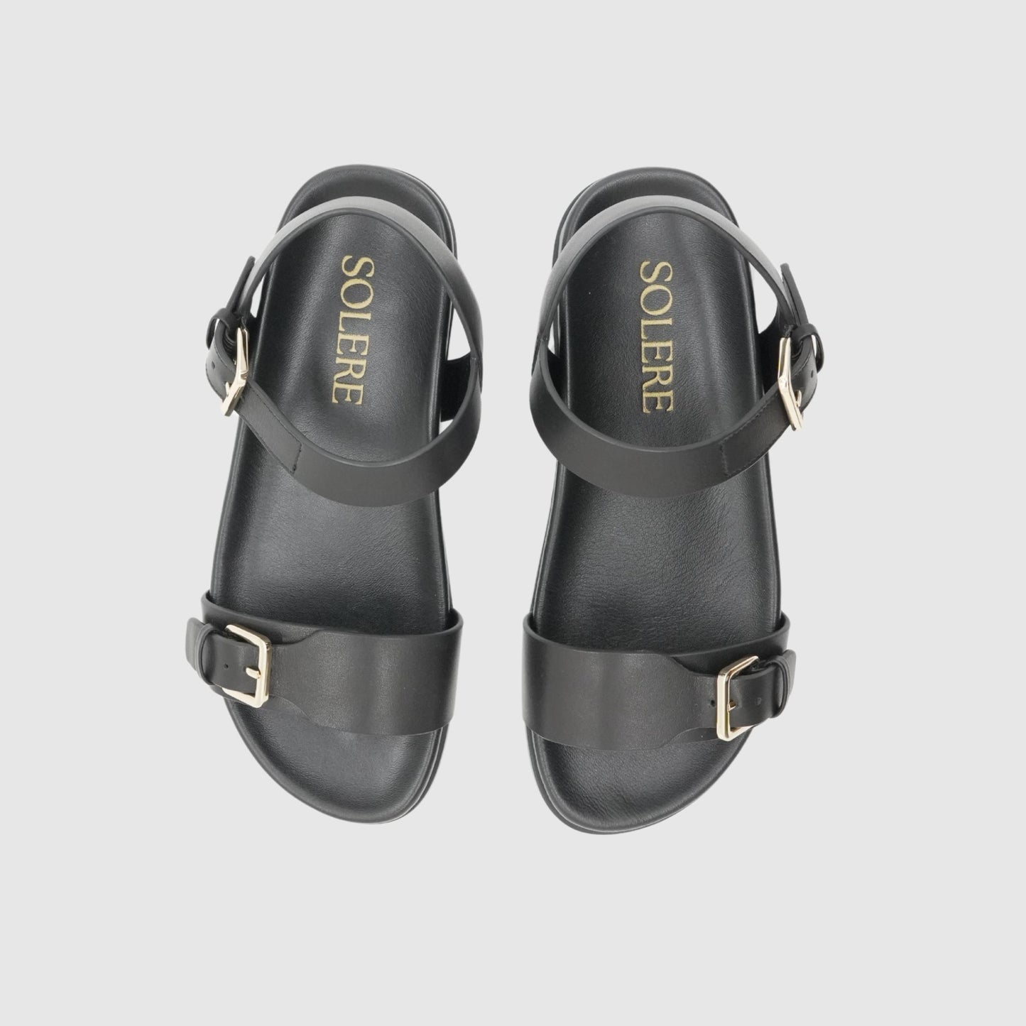Wide fit sandals bunions black adjustable gold buckle