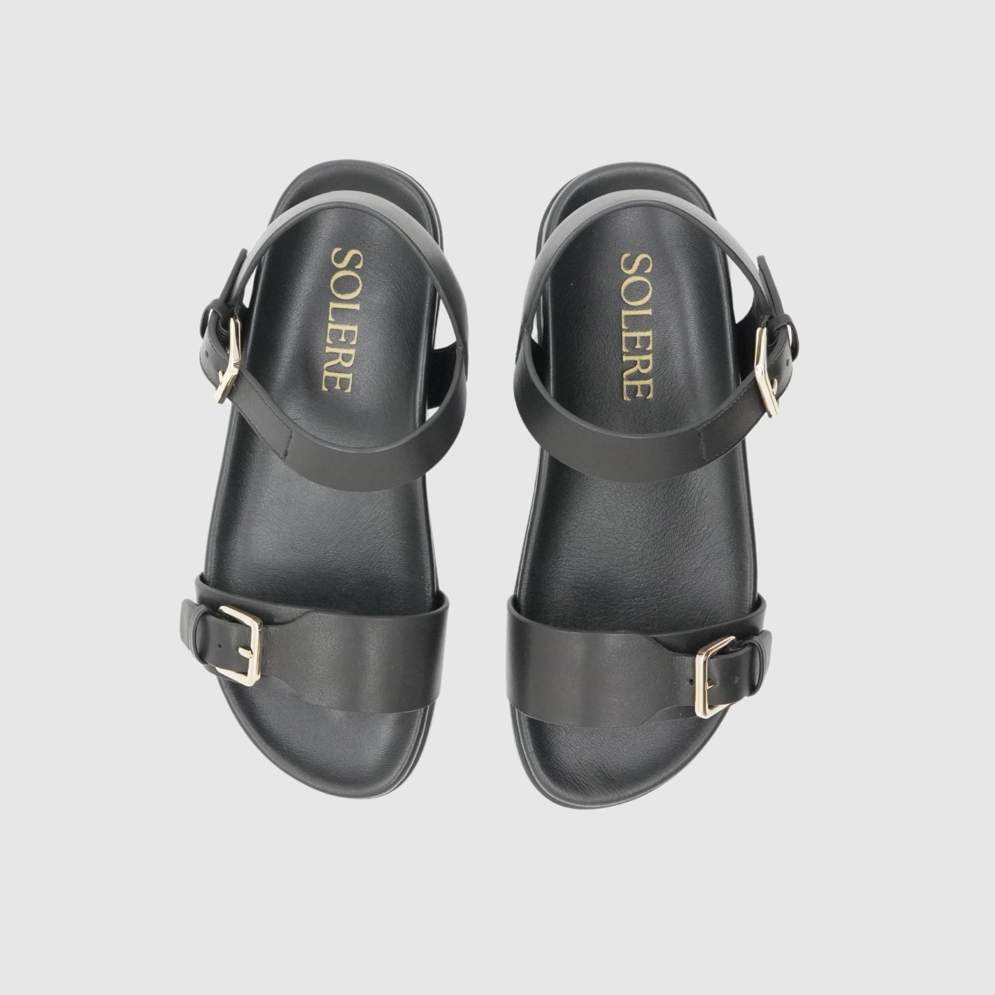 Wide fit sandals bunions black adjustable gold buckle